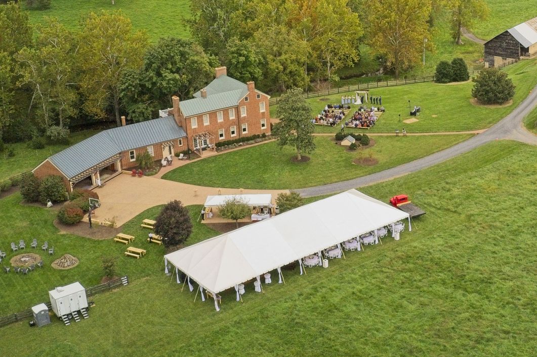 aerial view of a wedding